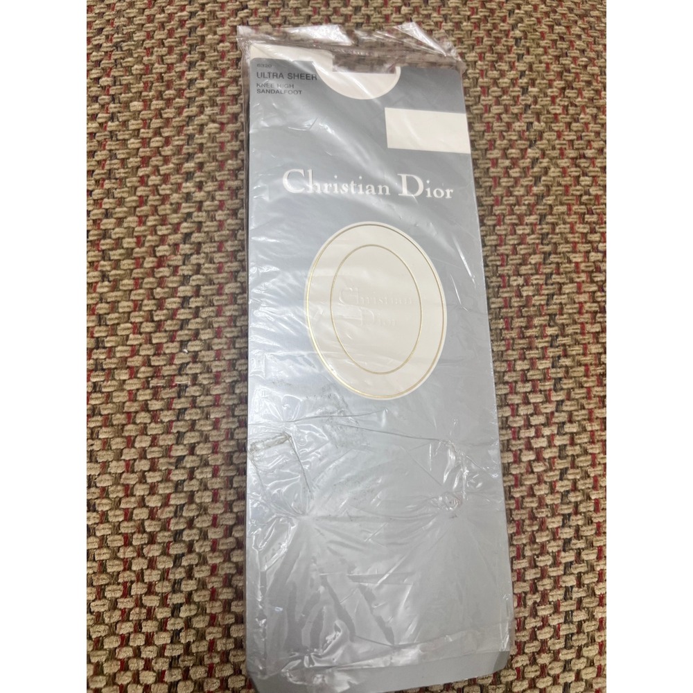 Christian Dior Ultra Sheer Knee High Stockings Sandalfoot Navy 2 Pairs 6320 OS